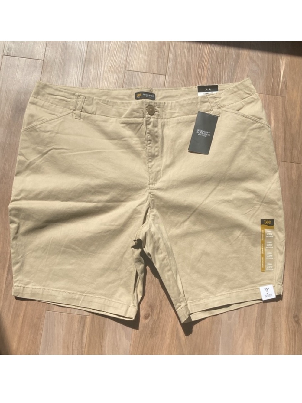 Lee Bermuda safari tan short mid rise soft premium stretch fabric 22W